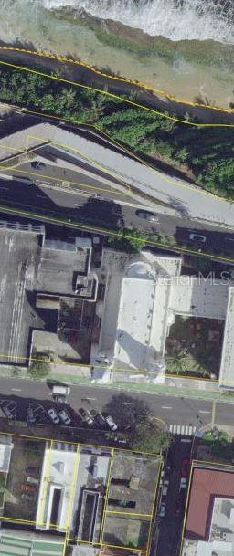 This is an aerial map view showing a coastal property with surrounding buildings and streets — 260 CONSTITUCION, SAN JUAN, PR