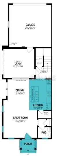 This is a floor plan showing the first level of a home with a garage — 1907 SEAWALL WAY, CELEBRATION, FL
