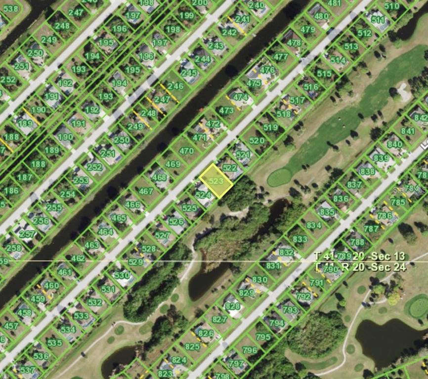 An aerial map view shows a highlighted residential lot within a suburban neighborhood — 54 MARKER ROAD, ROTONDA WEST, FL