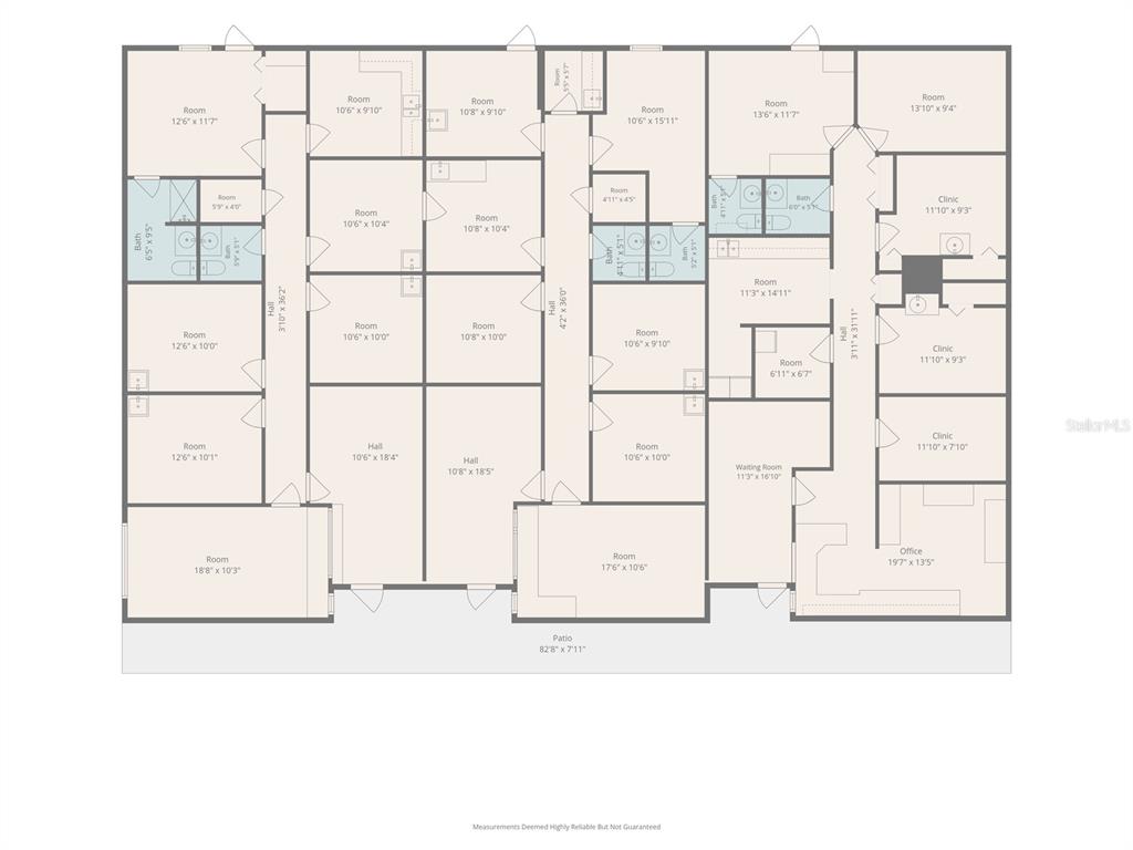 This is a floor plan of a large building with numerous rooms, clinics, and bathrooms — 323 W CYPRESS STREET, KISSIMMEE, FL