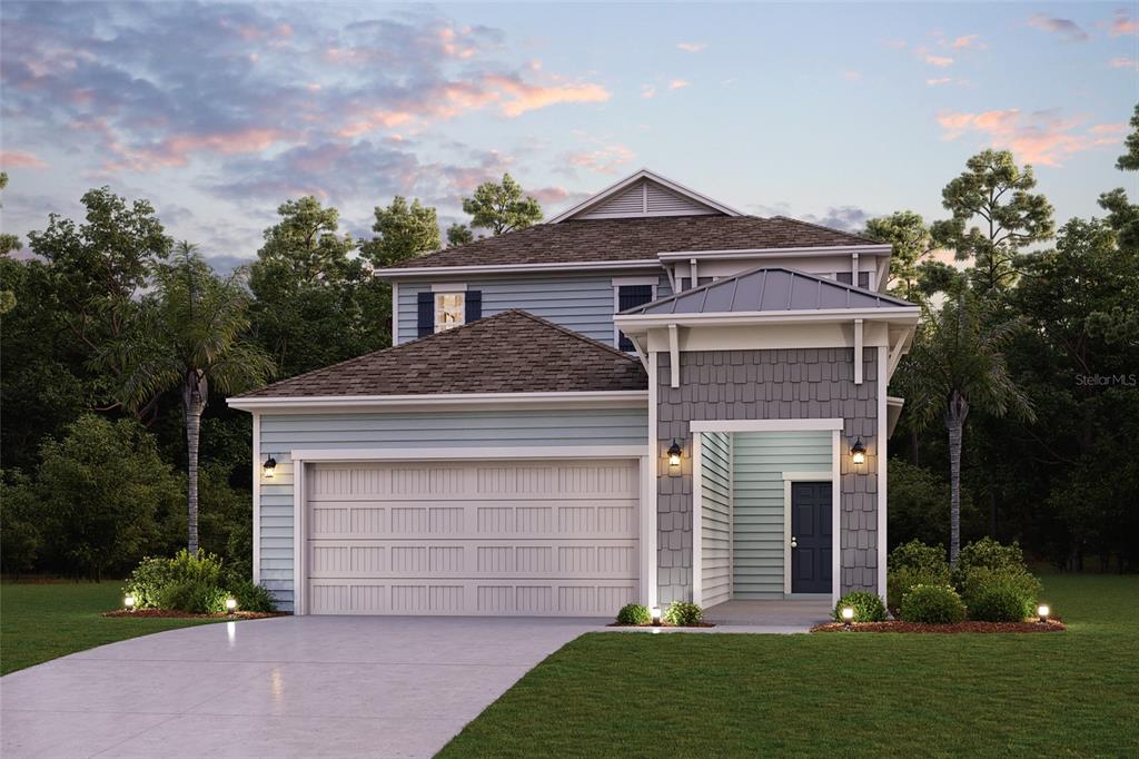 This is a digital rendering of a two-story house with a garage and covered entryway — 1339 RIBBON PLACE, PALM COAST, FL