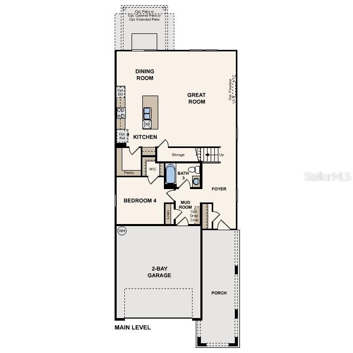 This is a floor plan for the main level of a home featuring a garage — 1339 RIBBON PLACE, PALM COAST, FL