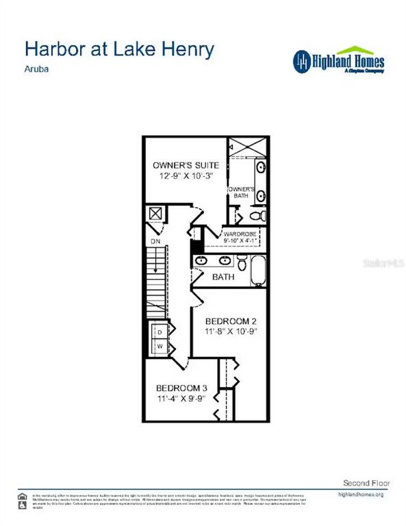 This is a floor plan for the second level of a three-bedroom residential home — 133 NEMO LANE, WINTER HAVEN, FL