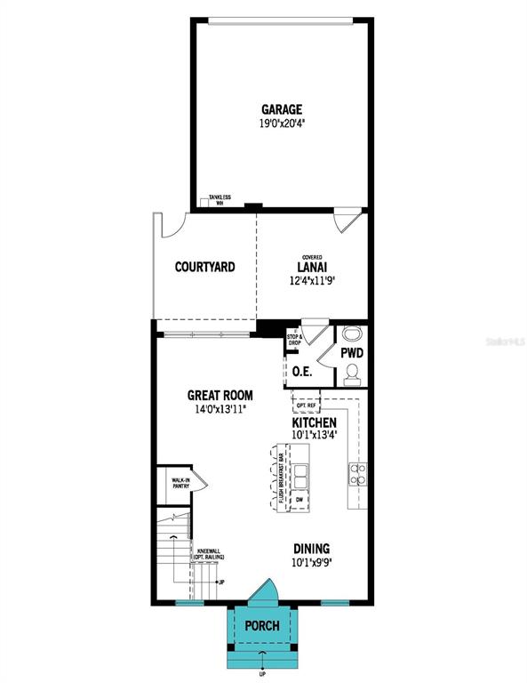 This is a floor plan for the first level of a home featuring a garage — 1883 SEAWALL WAY, CELEBRATION, FL