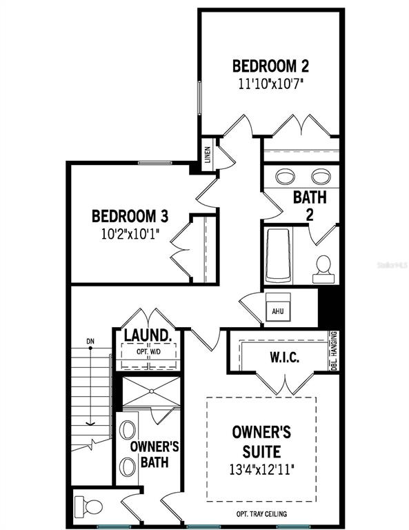 This is a floor plan for the upper level of a house featuring three bedrooms — 1883 SEAWALL WAY, CELEBRATION, FL
