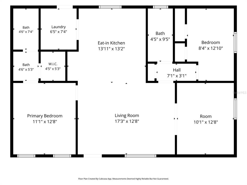 This is a floor plan showing a home with two bedrooms, three bathrooms, and a kitchen — 24628 NW 84TH PLACE, ALACHUA, FL