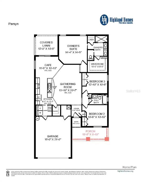 This is a floor plan for a single-story home featuring three bedrooms and a garage — 35486 COVENTRY FIELDS LOOP, ZEPHYRHILLS, FL