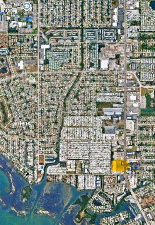 This is an aerial map view of the Bayshore Gardens area in Florida — 6830 14TH STREET W UNIT A, BRADENTON, FL
