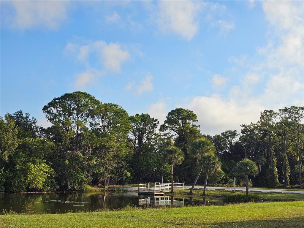 A small wooden dock sits on a pond in front of a wooded area — 251 SUNBEAM COURT, LAKE PLACID, FL