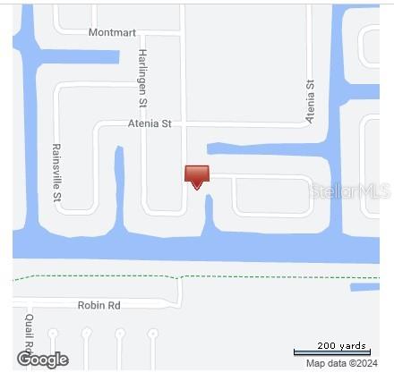 This is a map showing a residential area with streets and a red location marker — 10453 POUGHKEEPSIE CIRCLE, PORT CHARLOTTE, FL