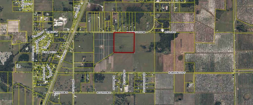 This is an aerial map showing a rectangular parcel of land outlined in red — NE C0 RD 660, ARCADIA, FL