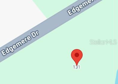 This is a map showing a location pin on a property near Edgemere Drive — 131 EDGEMERE DRIVE, GEORGETOWN, FL