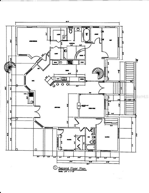 This is a floor plan for a residential second floor with multiple bedrooms and living areas — 819 BLUE HERON BOULEVARD, RUSKIN, FL