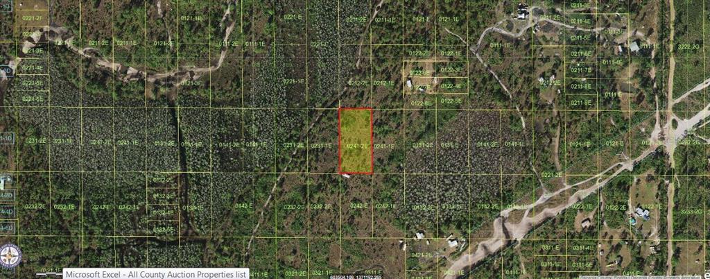 An aerial map view shows a highlighted rectangular plot of land surrounded by wooded terrain — HOLOPAW GROVES ROAD, ST CLOUD, FL