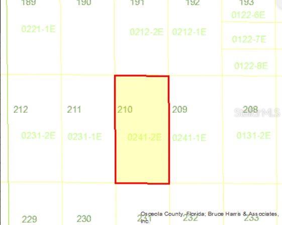 This image is a property tax map showing a highlighted rectangular land parcel — HOLOPAW GROVES ROAD, ST CLOUD, FL