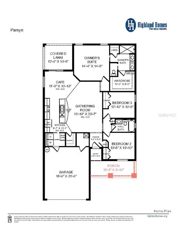 This is a floor plan for a single-story home featuring three bedrooms and a garage — 576 ITUNA CIRCLE, WINTER HAVEN, FL