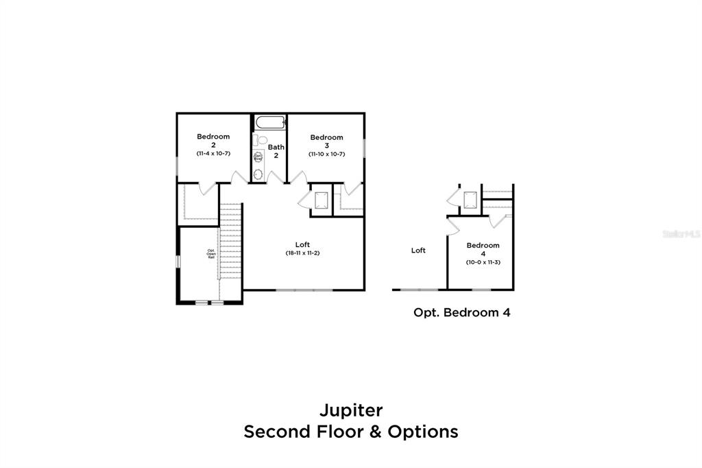 This floor plan shows the second level of a home with a loft and bedrooms — 349 MEREDITH BOULEVARD, WINTER HAVEN, FL