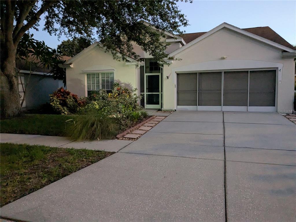 A single-story house with a concrete driveway, a two-car garage, and a front entryway — 10507 WALKER VISTA DRIVE, RIVERVIEW, FL