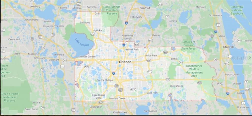 This is a map showing the geographic location of a property in the Orlando area — DILL ROAD, ORLANDO, FL