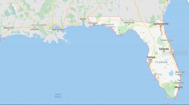 This is a map showing the state of Florida and the surrounding Gulf Coast region — DILL ROAD, ORLANDO, FL