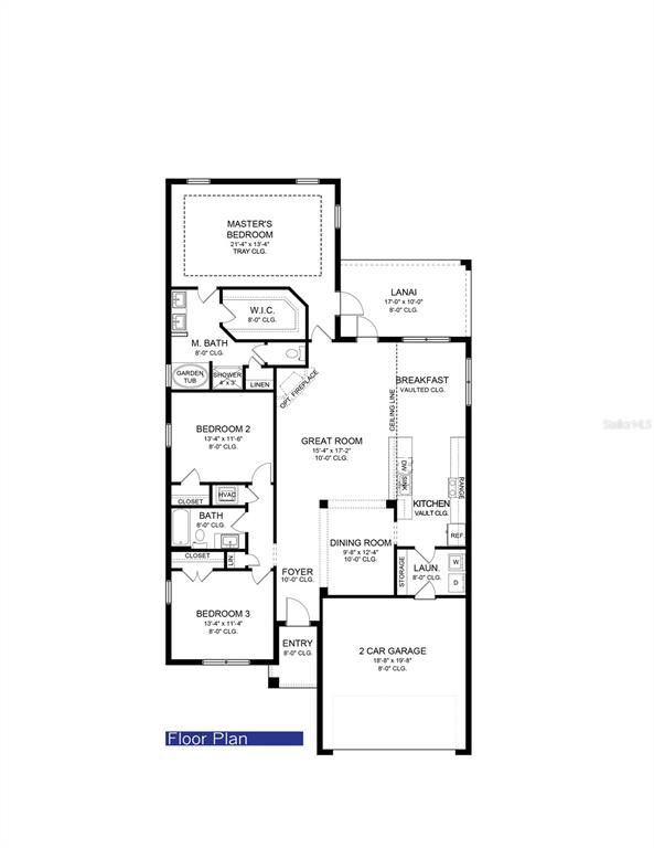 This is a floor plan for a three-bedroom house with a two-car garage and lanai — 2413 NW 23RD AVENUE, OCALA, FL
