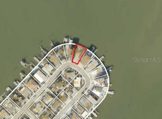 This aerial map shows a residential lot highlighted in red within a waterfront cul-de-sac — 376 145TH AVENUE E, MADEIRA BEACH, FL