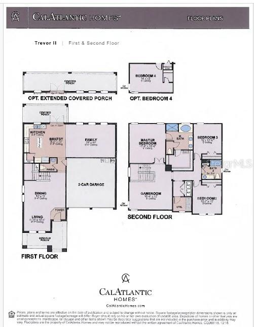 This is a floor plan for a two-story residential home titled the Trevor II — 718 BAREFOOT BAY LOOP, GROVELAND, FL
