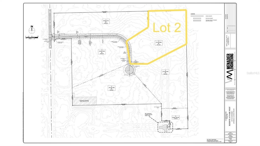 This is a land development site plan showing the layout of lots and road access — Lot 2 NW 170TH STREET, NEWBERRY, FL