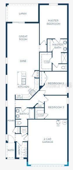 This is a floor plan for a single-story home featuring three bedrooms and a garage — 25462 CALUSA DRIVE, PUNTA GORDA, FL
