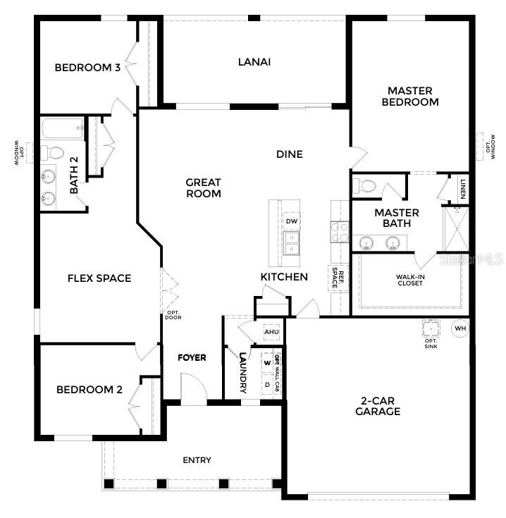 This is a floor plan for a single-story house with a two-car garage — TBD MOHAWK ROAD, VENICE, FL