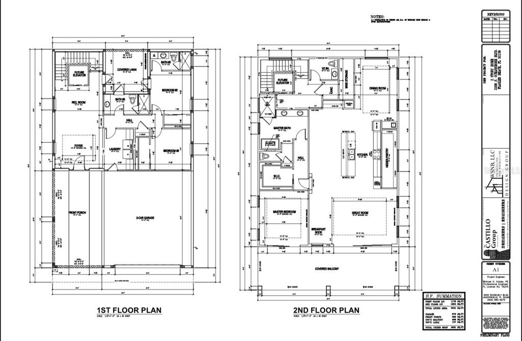 This is a two-story residential floor plan showing the layout of the first and second levels — 2272 S OCEAN SHORE BOULEVARD, FLAGLER BEACH, FL