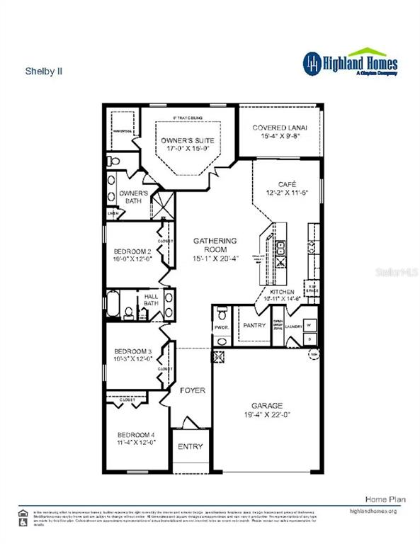 This is a floor plan for a four-bedroom home with a garage and covered lanai — 540 ITUNA CIRCLE, WINTER HAVEN, FL