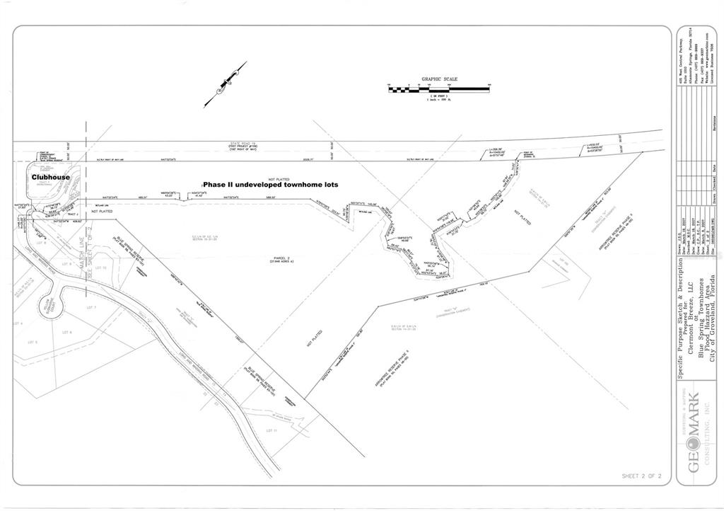 This is a land survey map showing undeveloped townhome lots and surrounding property boundaries — 19 STATE ROAD, GROVELAND, FL