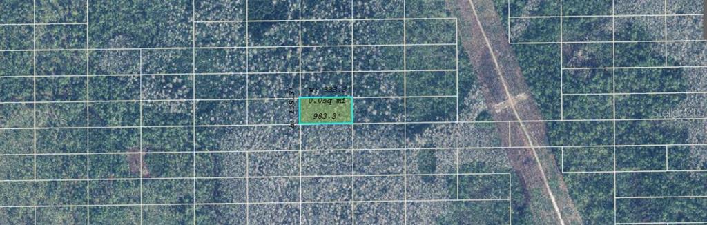 This is an aerial map showing a highlighted rectangular plot of land amidst a grid — DILL ROAD, ORLANDO, FL