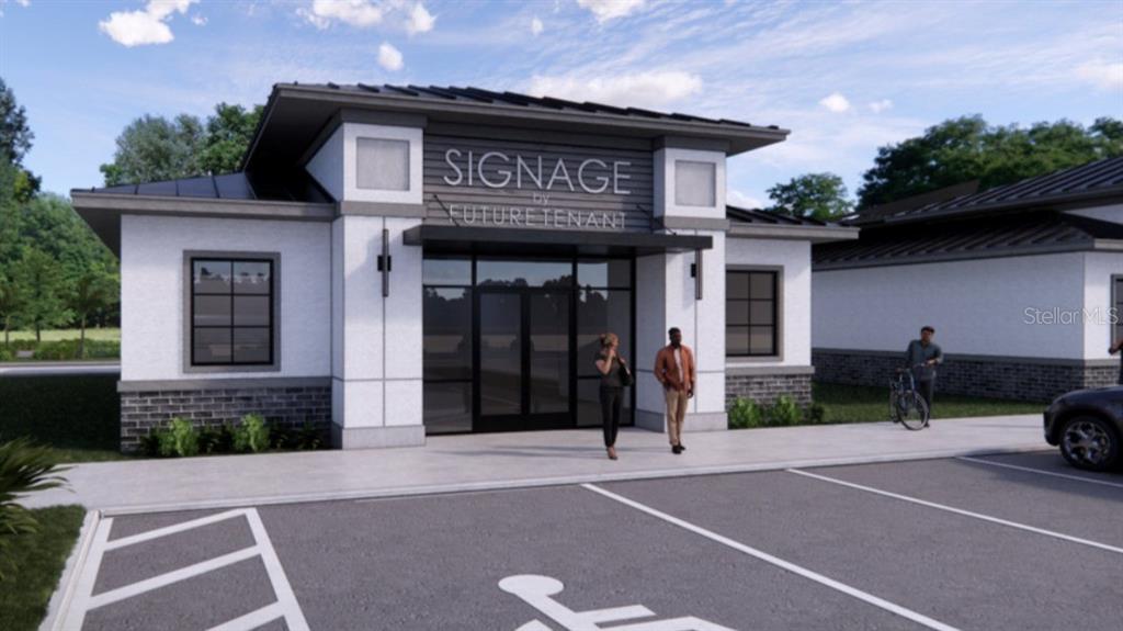 This is a rendering of a modern commercial building exterior with a parking lot — 2625 OCOEE APOPKA ROAD UNIT 7, APOPKA, FL
