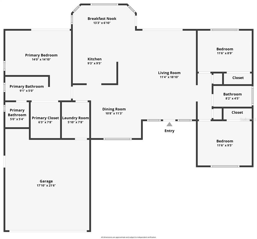 This is a floor plan of a single-story house with three bedrooms and a garage — 1078 S SOFTWIND LOOP, LECANTO, FL