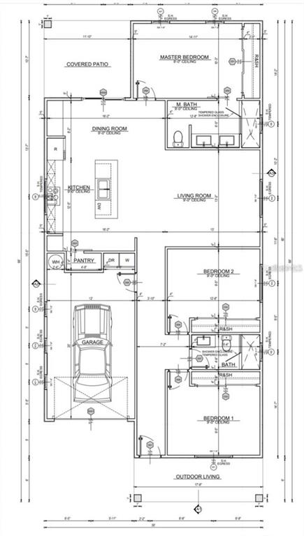 This floor plan shows a single-story house layout with three bedrooms, two bathrooms, and a garage — 1013 RANDALL STREET, ORLANDO, FL