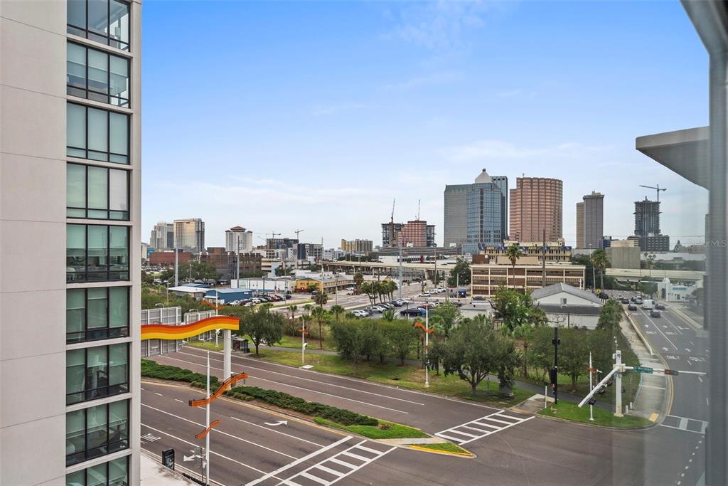 An elevated view of a city skyline and street intersection from a high-rise building — 1120 E KENNEDY BOULEVARD UNIT 618, TAMPA, FL