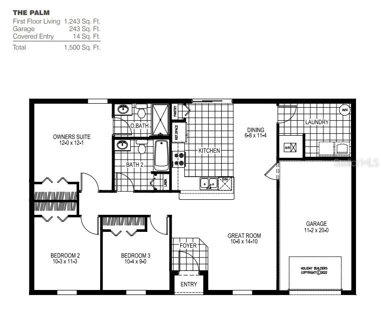 This is a floor plan for a single-story house named The Palm — 3633 SHAWNEE TERRACE, NORTH PORT, FL
