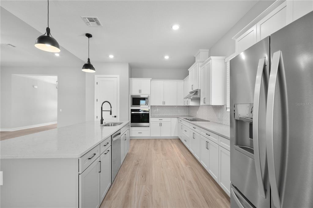 A single-story house with a white exterior, blue shutters, and a concrete driveway — 3840 SADDLE HILL TRAIL, FRUITLAND PARK, FL
