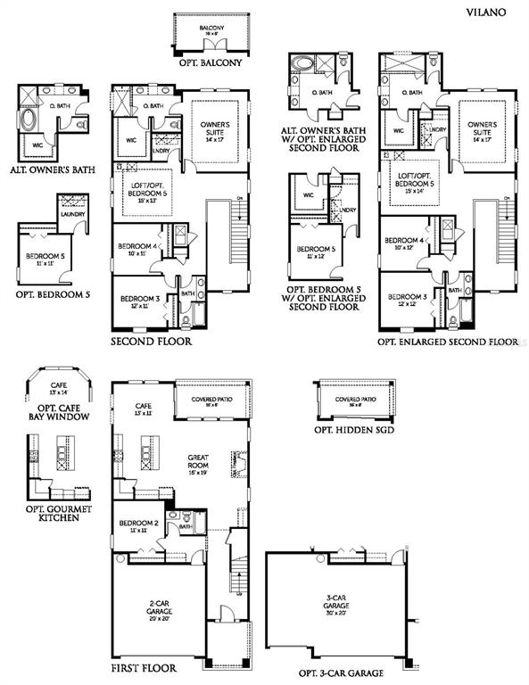 This floor plan shows the first and second-floor layouts for a residential home model — 627 FARMFIELD DRIVE, ST AUGUSTINE, FL