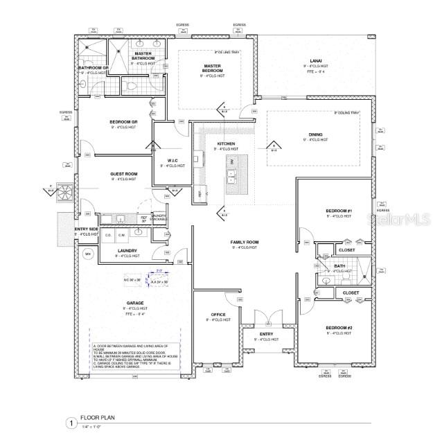 This is a floor plan for a single-story residential home with a garage and lanai — 6308 NOTRE DAME TERRACE, NORTH PORT, FL