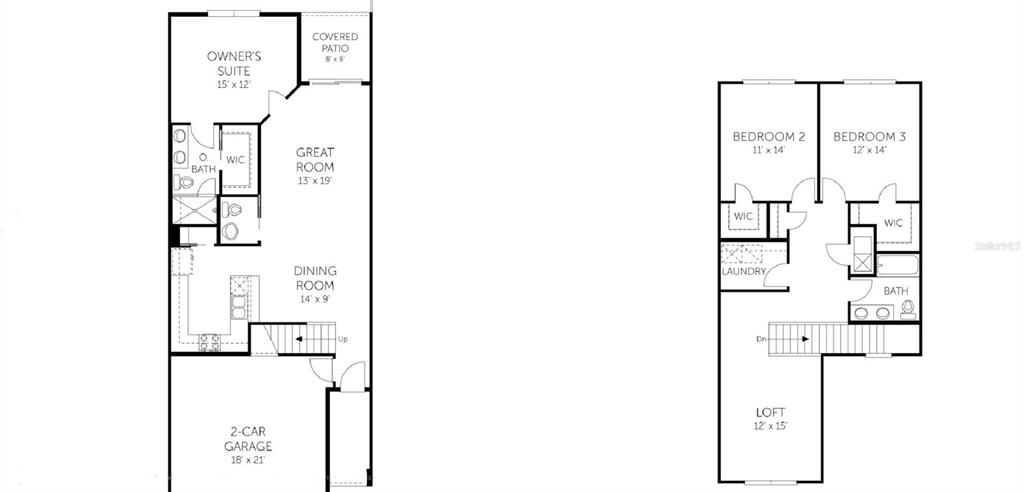 This is a floor plan showing the first and second levels of a residential home — 165 WATER ELM WALK, ST AUGUSTINE, FL