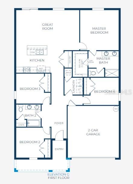 This is a floor plan for a single-story house with four bedrooms and a garage — 612 BROADOAK DRIVE, DUNDEE, FL