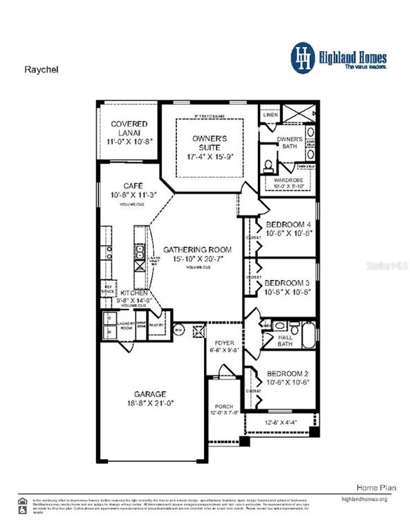 This is a floor plan for a single-story home featuring four bedrooms and a garage — 617 CYPRESS CREEK RUN, ST CLOUD, FL