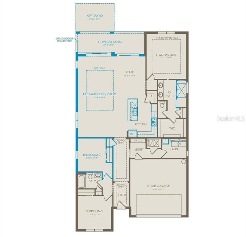 This is a floor plan for a single-story house featuring three bedrooms and a garage — 16449 LONE OAK CIRCLE, ORLANDO, FL
