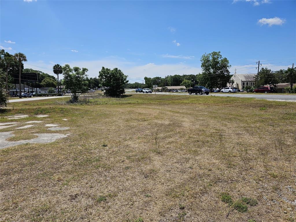A vacant, grassy lot sits along a road with trees and buildings in the background — S HWY 301, BELLEVIEW, FL