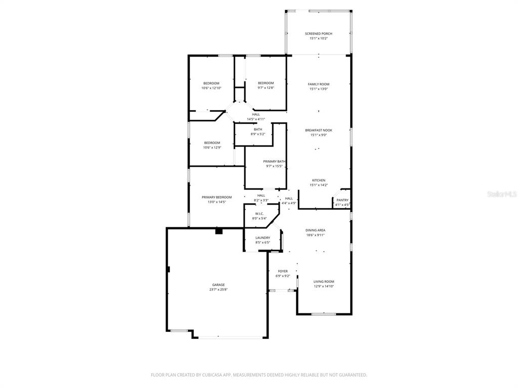 This is a floor plan for a single-story home with a garage and screened porch — 6803 GUILFORD CREST DRIVE, APOLLO BEACH, FL