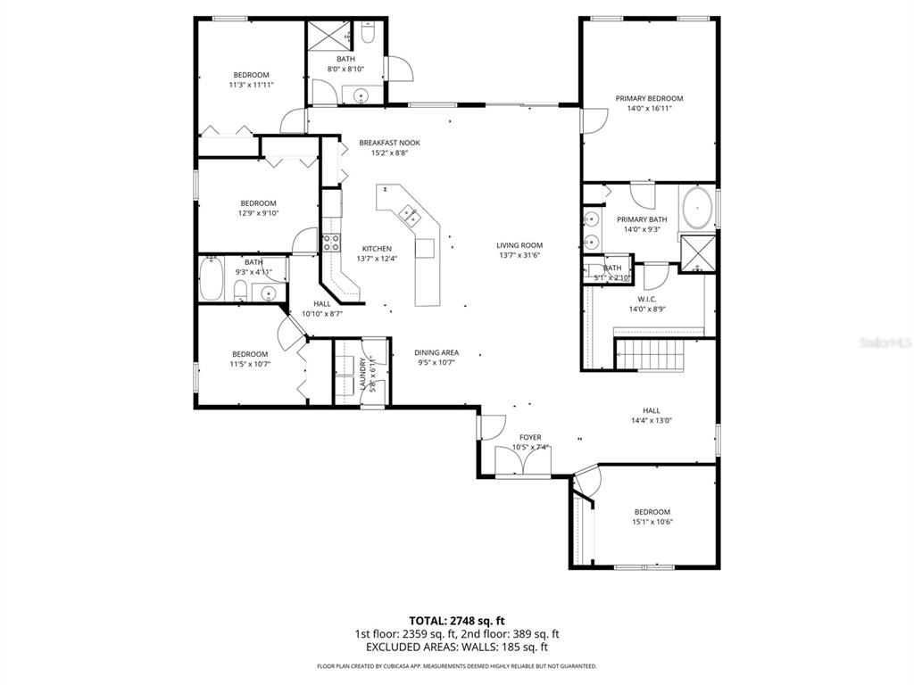This is a floor plan showing a multi-bedroom residential home with a central kitchen area — 119 GERBER DAIRY ROAD, EAGLE LAKE, FL