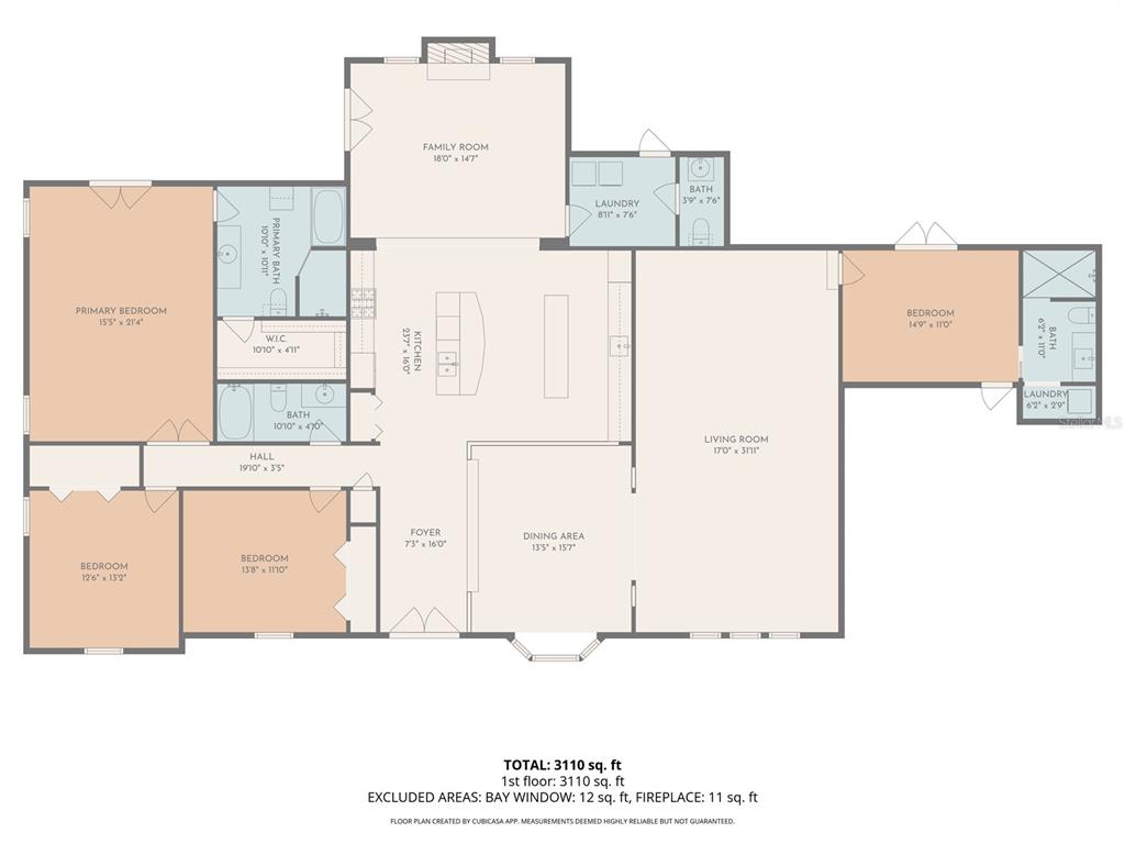 This is a floor plan showing the layout of a house with multiple bedrooms and bathrooms — 1780 OLD MISSION ROAD, EDGEWATER, FL